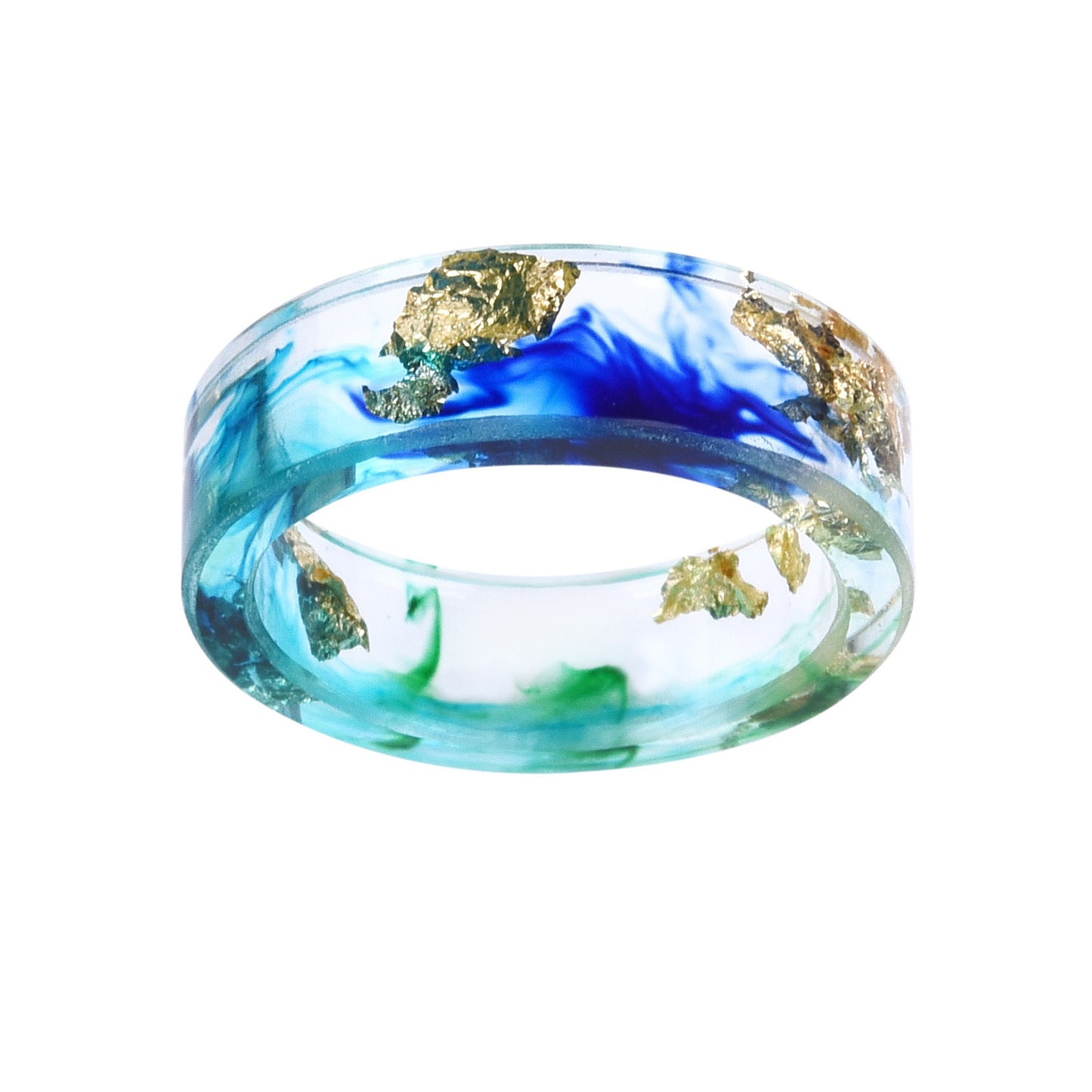 New dried flower resin ring Sen Xiao small handmade flower gold foil color Epoxy ring