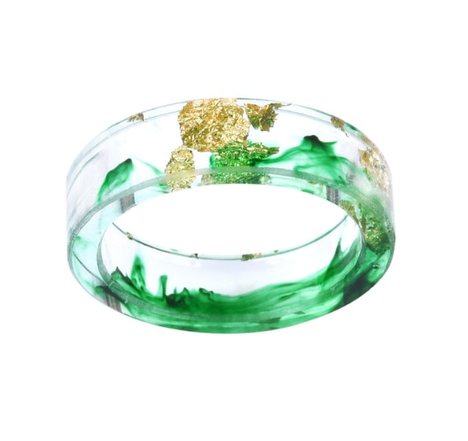 New dried flower resin ring Sen Xiao small handmade flower gold foil color Epoxy ring