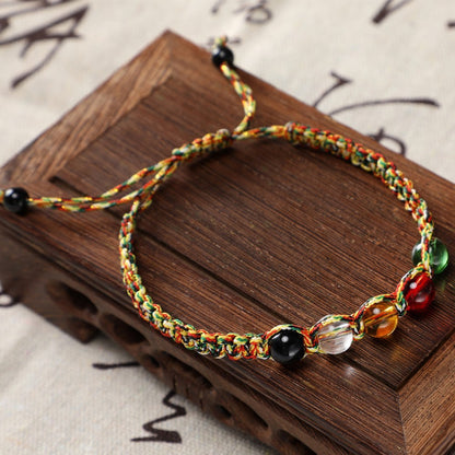 Color Rope Bracelet Five Color Glass