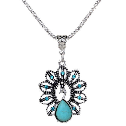 European And American Diamond Turquoise Necklace
