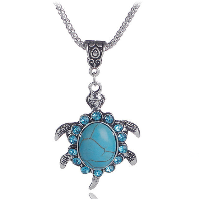 European And American Diamond Turquoise Necklace