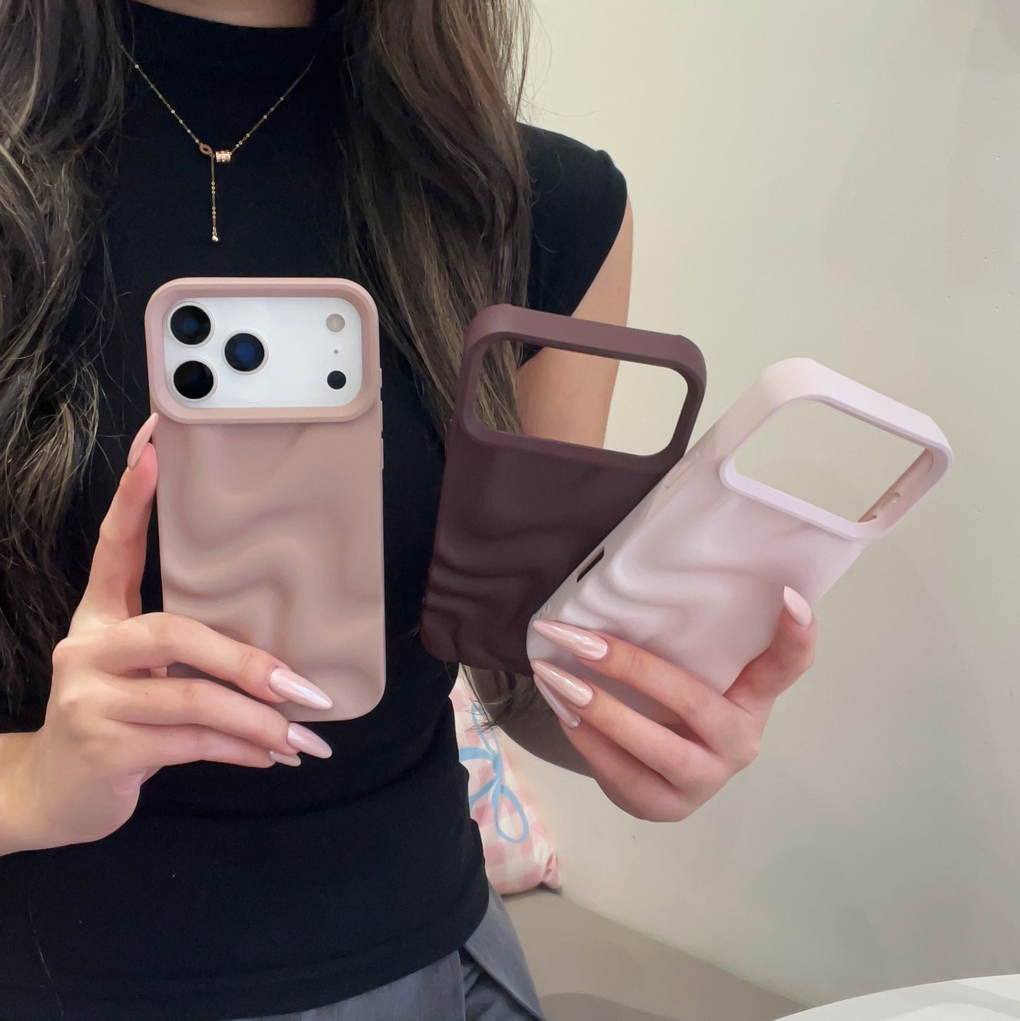Creative Versatile Solid Color Irregular Wave Pattern Phone Case