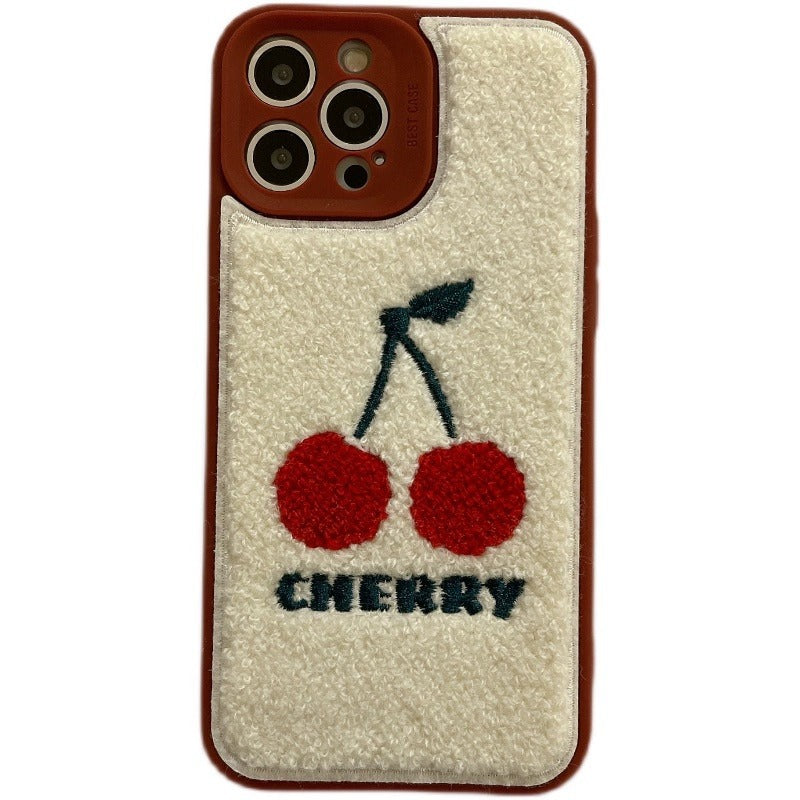 Cute Cherry Plush Lens Full Package Phone Case
