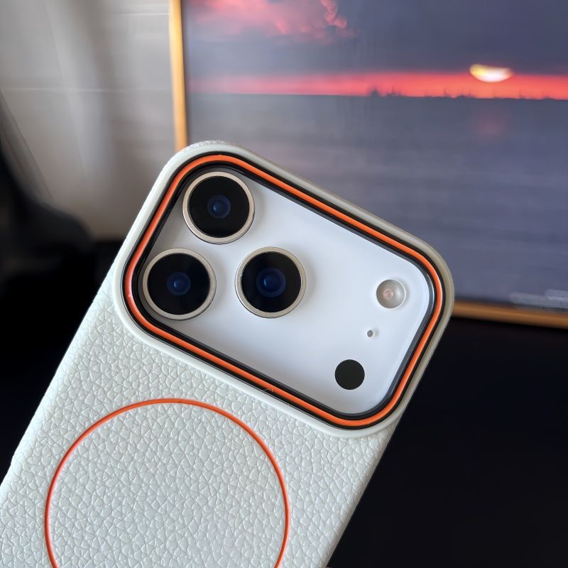 Applicable To 17Promax Phone Case Magnetic Ring Litchi Pattern 1615