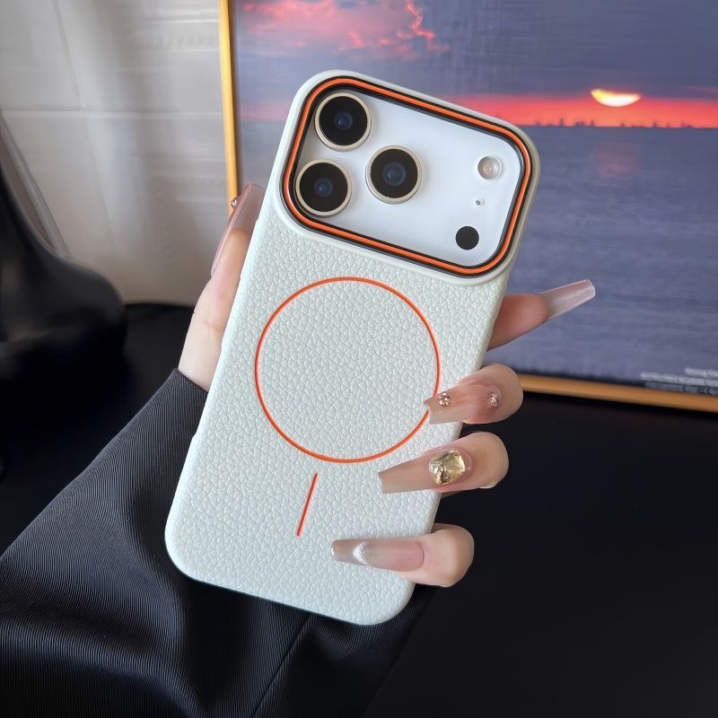 Applicable To 17Promax Phone Case Magnetic Ring Litchi Pattern 1615