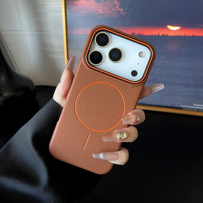 Applicable To 17Promax Phone Case Magnetic Ring Litchi Pattern 1615